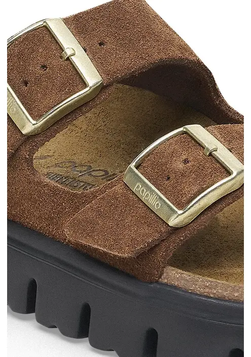 Παντόφλες σουέτ Birkenstock Arizona Chunky Birkenstock x Papillio γυναικείες, χρώμα: καφέ, 1028389