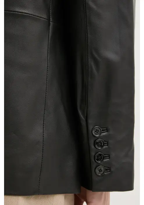 Δερμάτινο σακάκι MICHAEL Michael Kors χρώμα: μαύρο, MF41098FAF