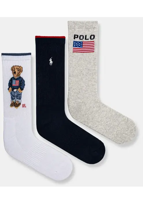 Κάλτσες Polo Ralph Lauren 3-pack χρώμα: ναυτικό μπλε, 455968680
