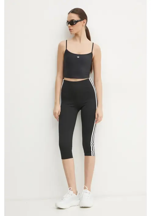 Κολάν adidas Originals 3S CAPRI LGNS χρώμα: μαύρο, JD5019