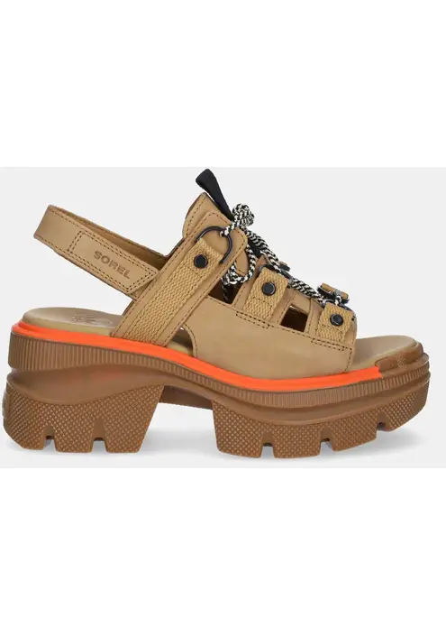 Σανδάλια nubuck Sorel REIN CB LACE PLATFORM HE χρώμα: μπεζ, 2113101263