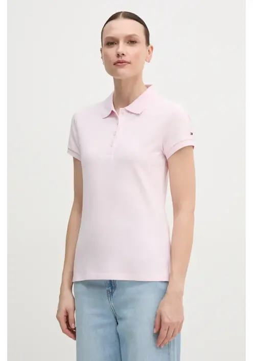 Πόλο Tommy Hilfiger χρώμα: ροζ, WW0WW45429
