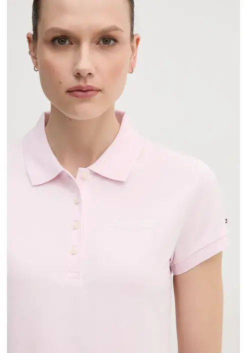 Πόλο Tommy Hilfiger χρώμα: ροζ, WW0WW45429