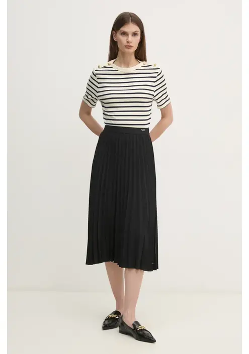 Φούστα Tommy Hilfiger χρώμα: μαύρο, WW0WW43886