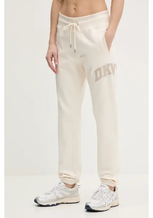 Βαμβακερό παντελόνι Dkny χρώμα: μπεζ, DP5P3615