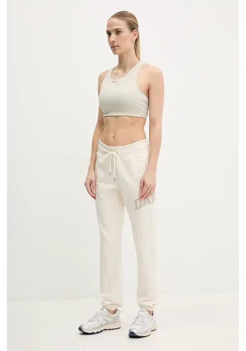 Βαμβακερό παντελόνι Dkny χρώμα: μπεζ, DP5P3615