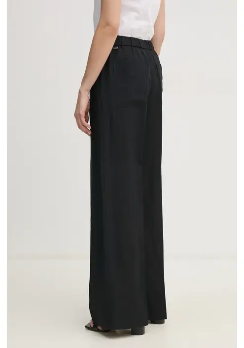 Παντελόνι με λινό μείγμα Calvin Klein χρώμα: μαύρο, K20K208381