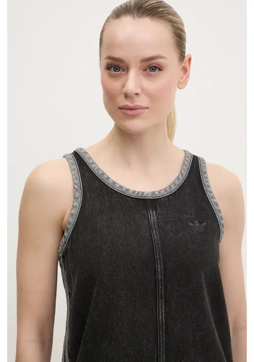 Φόρεμα τζιν adidas Originals DENIM 3S DRESS χρώμα: μαύρο, JD3108