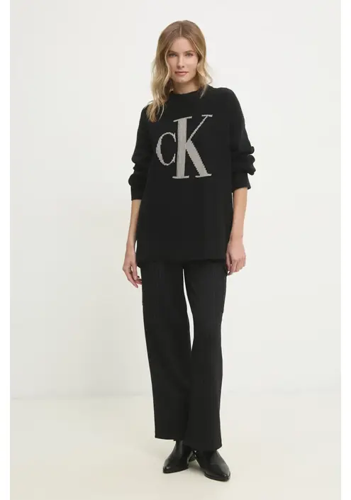 Βαμβακερό πουλόβερ Calvin Klein Jeans χρώμα: μαύρο, J20J224799