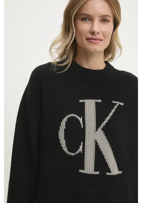 Βαμβακερό πουλόβερ Calvin Klein Jeans χρώμα: μαύρο, J20J224799