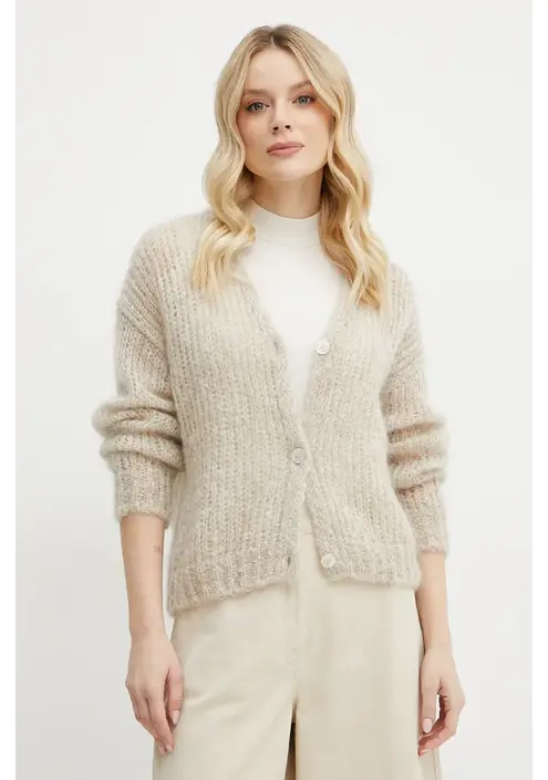 Μάλλινη ζακέτα Weekend Max Mara χρώμα: μπεζ, 2515341031600