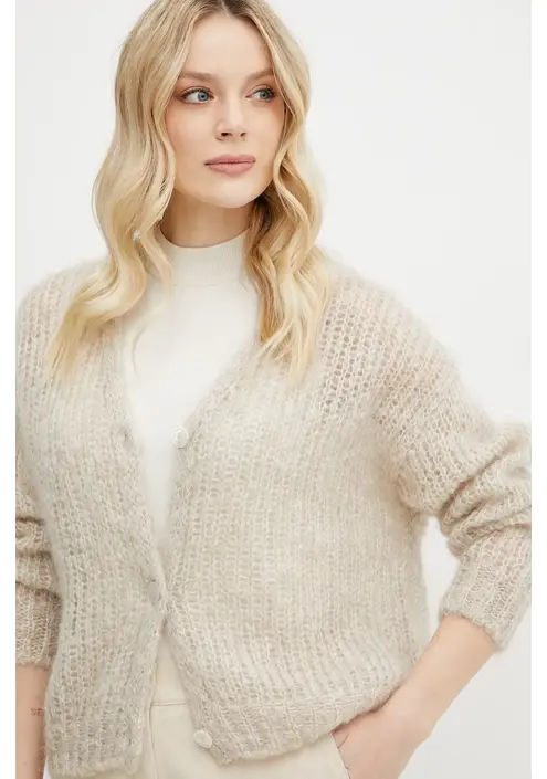 Μάλλινη ζακέτα Weekend Max Mara χρώμα: μπεζ, 2515341031600