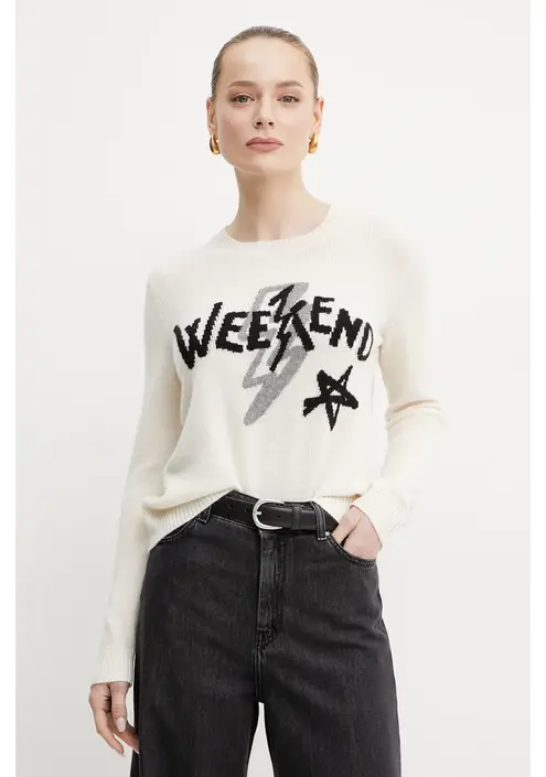 Πουλόβερ κασμίρ Weekend Max Mara γυναικείο, χρώμα: μπεζ, 2515361011600