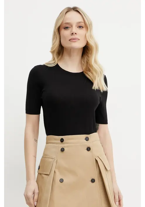 Μεταξωτό πουλόβερ Weekend Max Mara χρώμα: μαύρο, 2515361041600