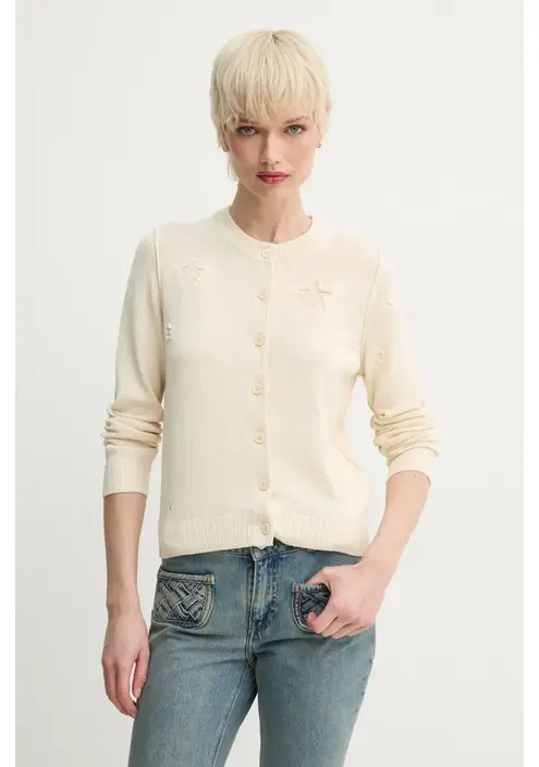 Ζακέτα με μείγμα μετάξι ZADIG&VOLTAIRE χρώμα: μπεζ, KWCA01585