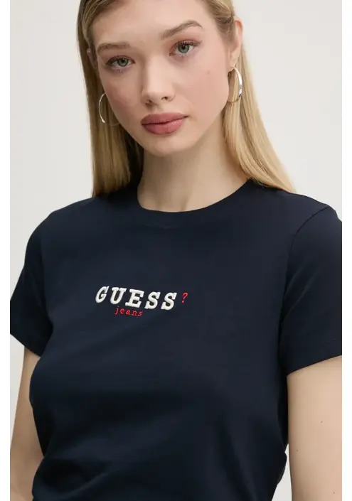 Μπλουζάκι Guess Jeans χρώμα: ναυτικό μπλε, W5RI54 J1314