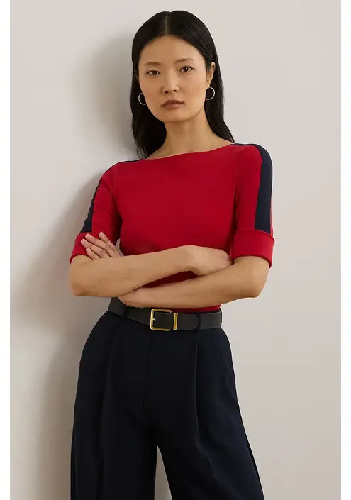 Βαμβακερό μπλουζάκι Lauren Ralph Lauren γυναικείο, χρώμα: κόκκινο, 200957589