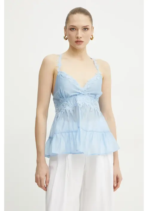 Μπλουζάκι Ermanno Scervino χρώμα: μπλε, 56TL025ES3