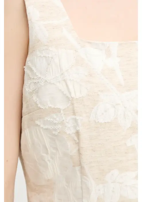 Φόρεμα από λινό μείγμα Blugirl Blumarine χρώμα: μπεζ, RA5131.T2942