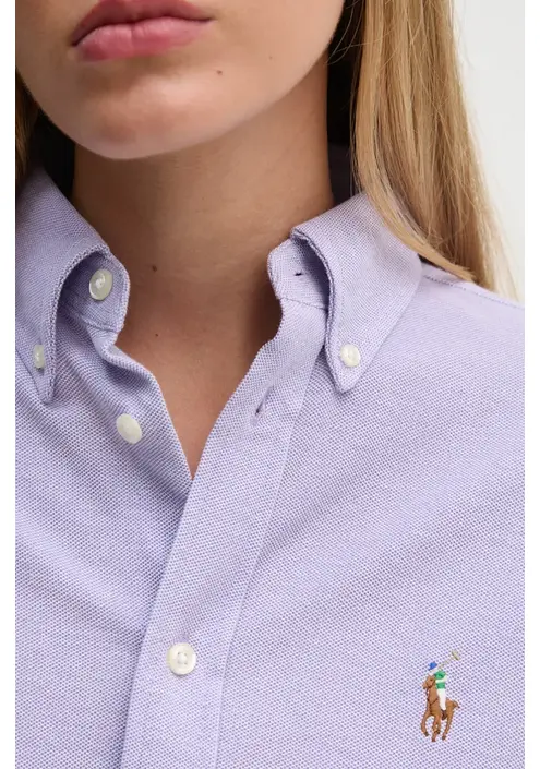 Βαμβακερό πουκάμισο Polo Ralph Lauren χρώμα: μοβ, 211924258