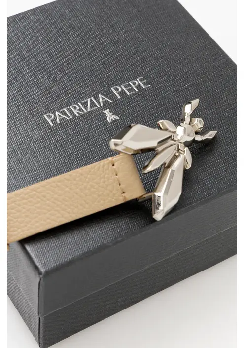Δερμάτινη ζώνη Patrizia Pepe χρώμα: μπεζ, 8W0016 L001