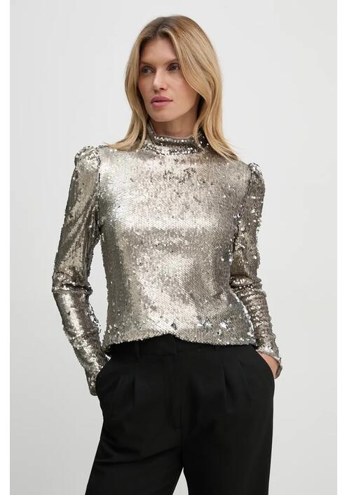 Μπλουζάκι Bruuns Bazaar MoeaBBAniqa blouse χρώμα: ασημί, BBW4155