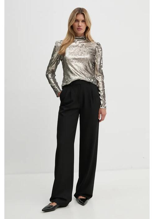 Μπλουζάκι Bruuns Bazaar MoeaBBAniqa blouse χρώμα: ασημί, BBW4155