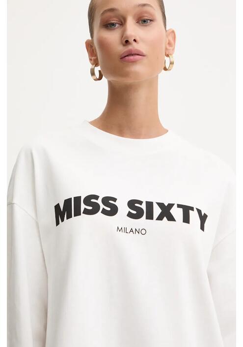 Βαμβακερή μπλούζα με μακριά μανίκια Miss Sixty χρώμα: άσπρο, 6L3SJ3770000