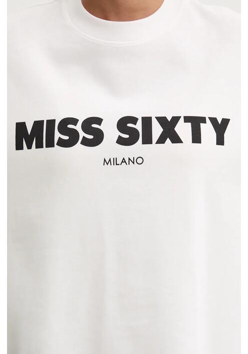 Βαμβακερή μπλούζα με μακριά μανίκια Miss Sixty χρώμα: άσπρο, 6L3SJ3770000