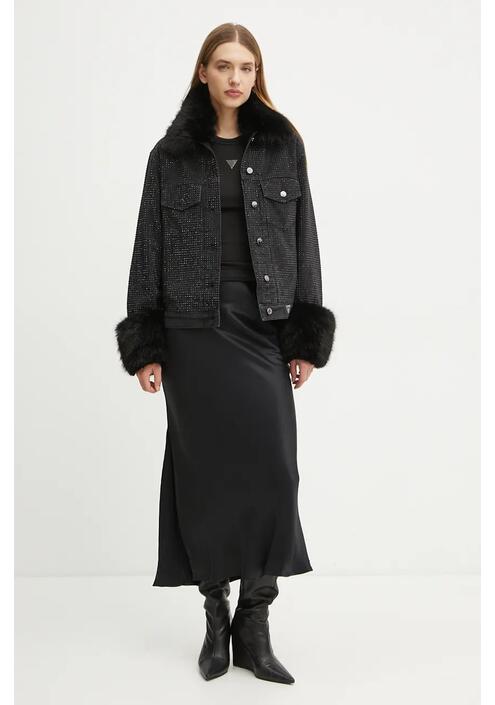 Μπουφάν Guess GILDA χρώμα: μαύρο, W4BN48 D5HM1