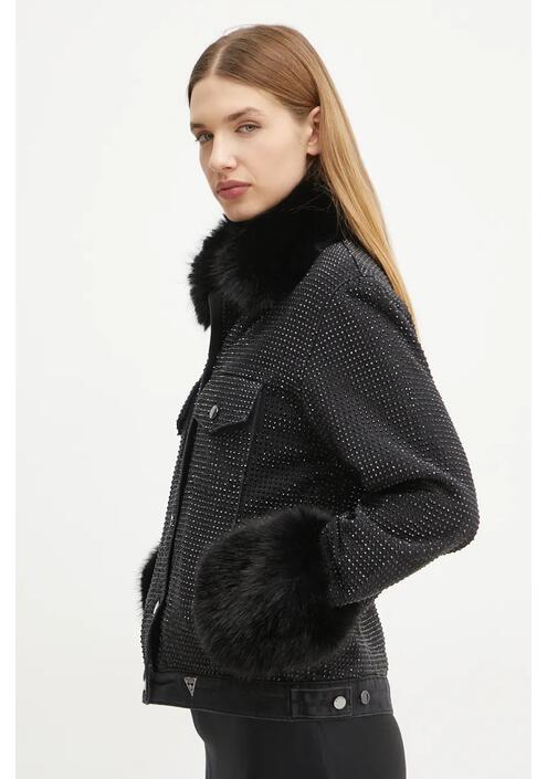 Μπουφάν Guess GILDA χρώμα: μαύρο, W4BN48 D5HM1