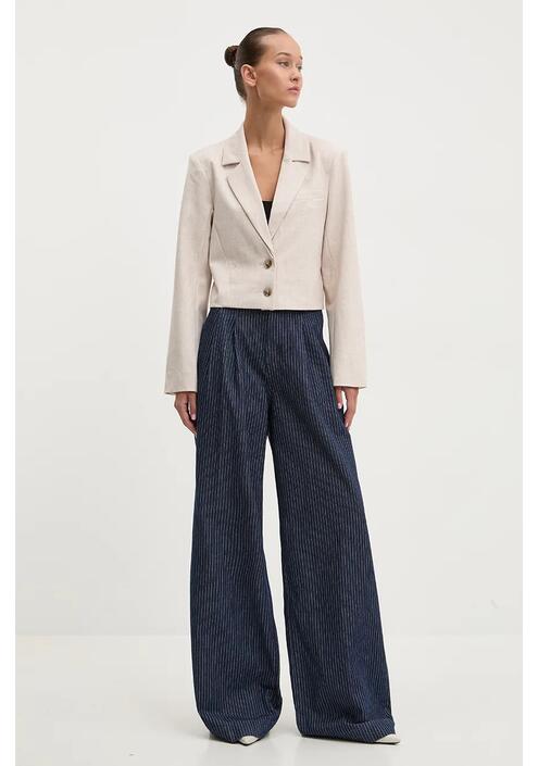 Σακάκι Abercrombie & Fitch χρώμα: μπεζ, KI144-4142