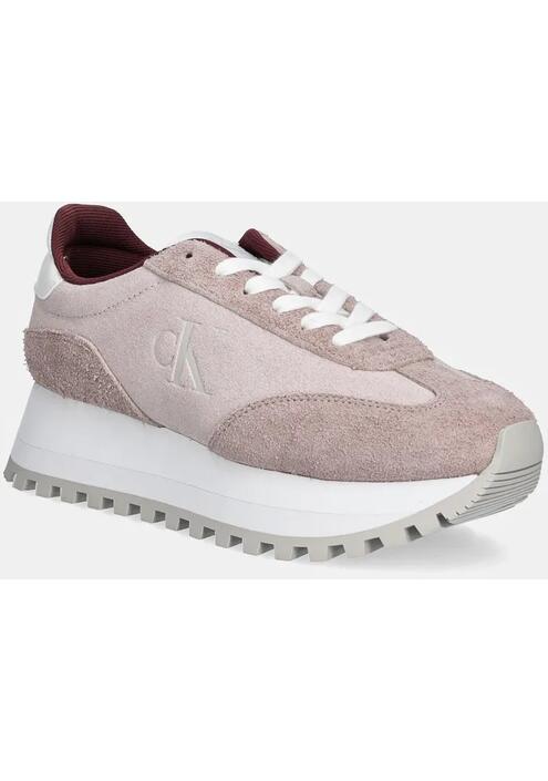 Σουέτ αθλητικά παπούτσια Calvin Klein Jeans RUNNER LACEUP ML SUEDE χρώμα: ροζ, YW0YW01574