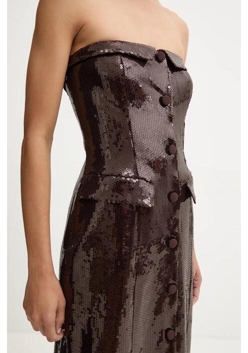 Φόρεμα Rotate Slim Midi Dress χρώμα: καφέ, 1127532910
