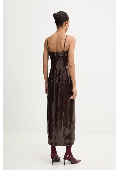 Φόρεμα Rotate Slim Midi Dress χρώμα: καφέ, 1127532910