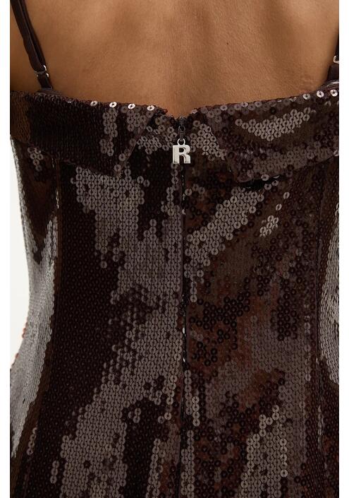 Φόρεμα Rotate Slim Midi Dress χρώμα: καφέ, 1127532910