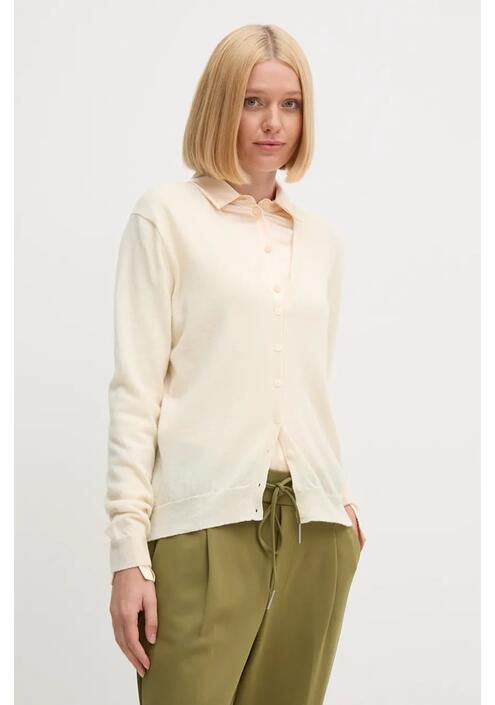 Μάλλινη ζακέτα United Colors of Benetton χρώμα: μπεζ, 1002D6879