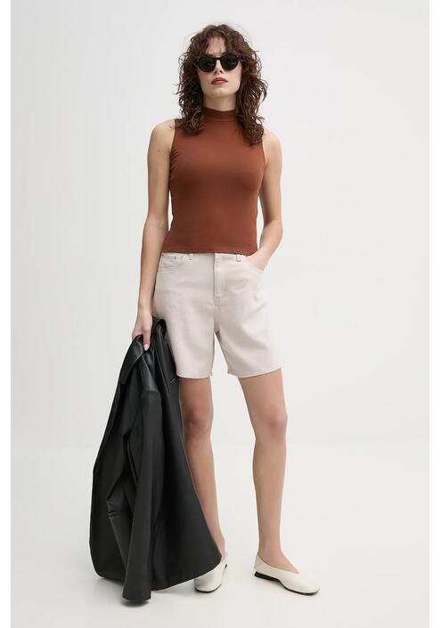 Τζιν σορτς Levi's HIGH BAGGY SHORT χρώμα: μπεζ, A9311