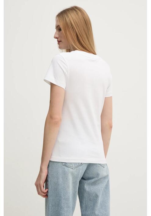 Βαμβακερό μπλουζάκι Calvin Klein Jeans γυναικείο, χρώμα: άσπρο, J20J223563