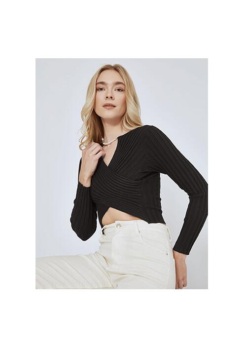 Crop top κρουαζέ με πέρλες SN9423.4583+2