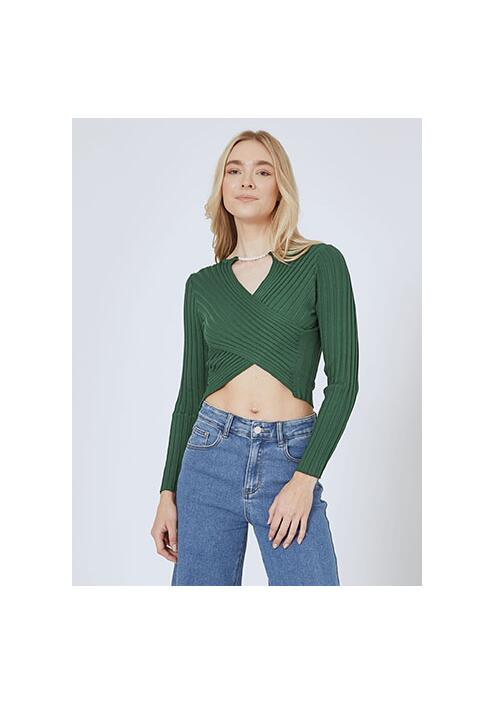 Crop top κρουαζέ με πέρλες SN9423.4583+4