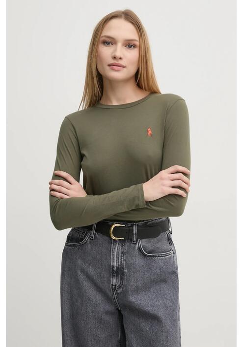 Βαμβακερή μπλούζα με μακριά μανίκια Polo Ralph Lauren χρώμα: άσπρο, 211898699