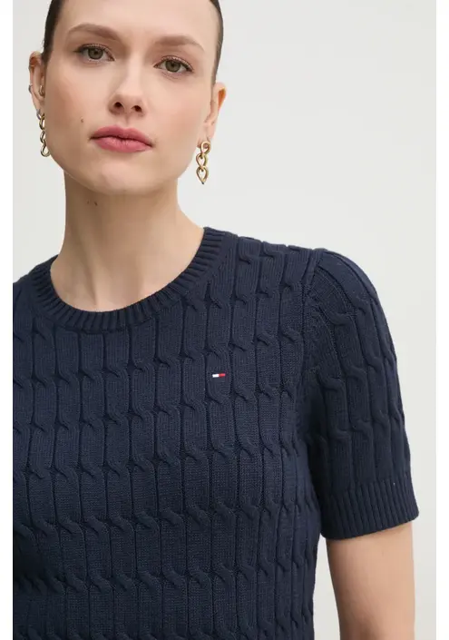 Βαμβακερό πουλόβερ Tommy Hilfiger χρώμα: ναυτικό μπλε, WW0WW38744