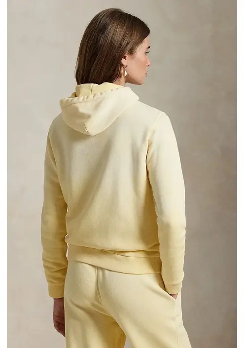 Βαμβακερή μπλούζα Polo Ralph Lauren γυναικεία, χρώμα: κίτρινο, με κουκούλα, 211935584