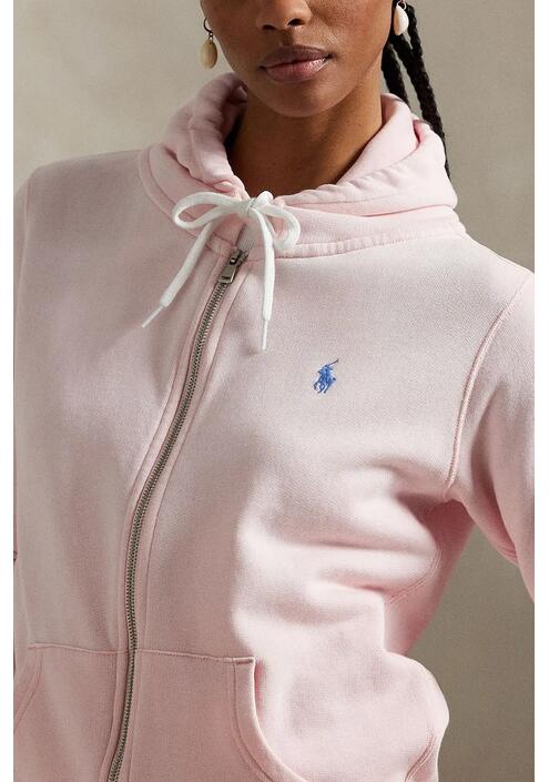 Βαμβακερή μπλούζα Polo Ralph Lauren γυναικεία, χρώμα: ροζ, με κουκούλα, 211935584