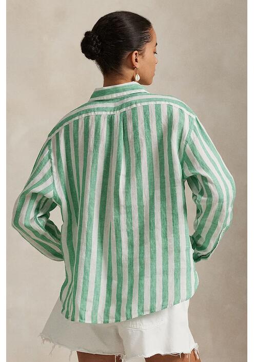 Πουκάμισο από λινό Polo Ralph Lauren χρώμα: μπλε, 211935130