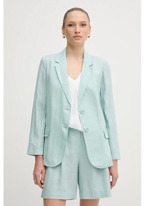 Λινό πανωφόρι United Colors of Benetton χρώμα: πράσινο