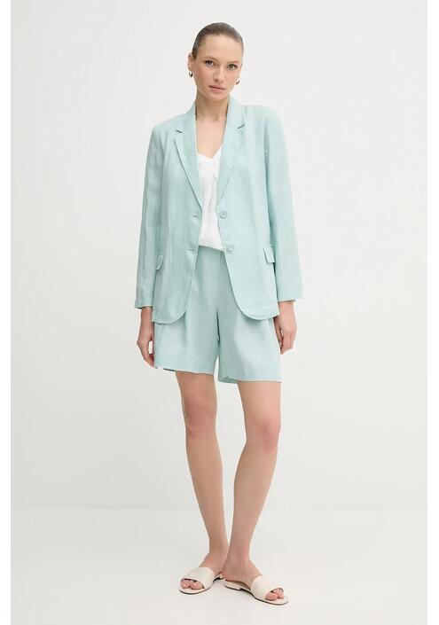 Λινό πανωφόρι United Colors of Benetton χρώμα: πράσινο