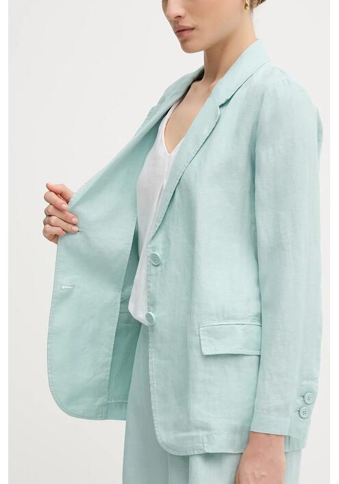 Λινό πανωφόρι United Colors of Benetton χρώμα: πράσινο