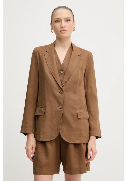 Λινό πανωφόρι United Colors of Benetton χρώμα: πράσινο